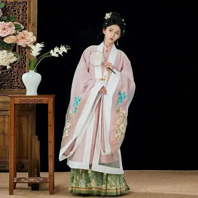 

DY20Moyu Ge Hanfu Женский [плетение цветочных ветвей] Длинное пальто в стиле монг с воротником-стойкой, плащ, комплект юбки с конским лицом, тяжелая вышивка