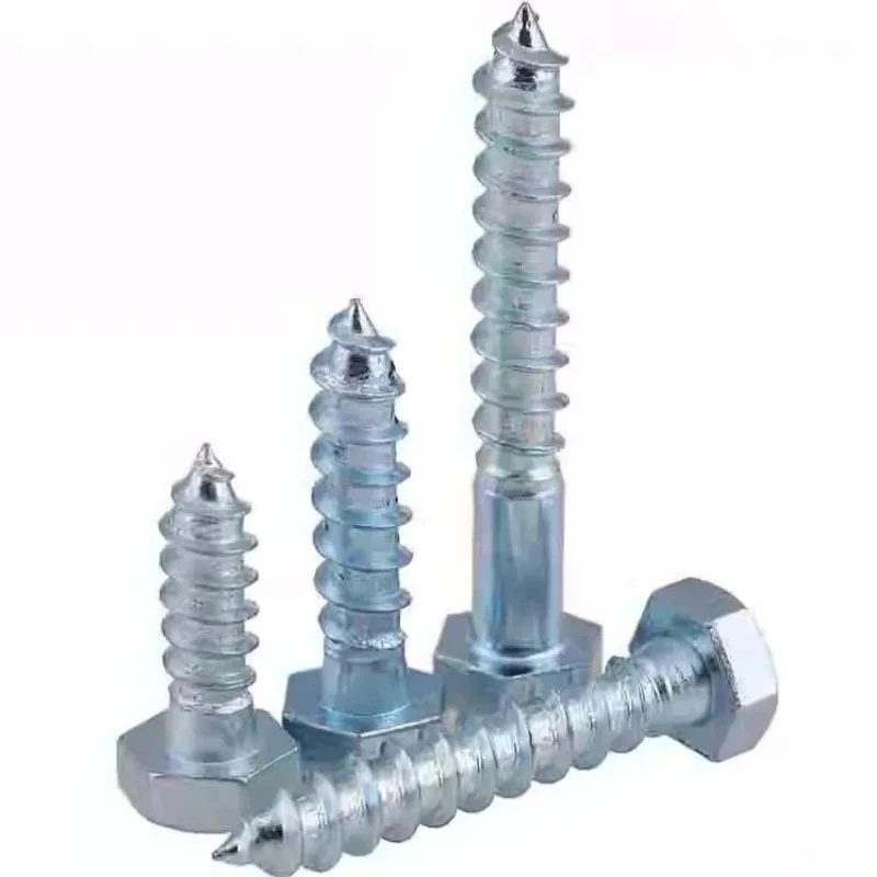 

Carbon Steel Zinc-Plated Self-Tapping Hex Screws - M6 M8 M10 M12 External Hex Head Bolts for Wooden Applications