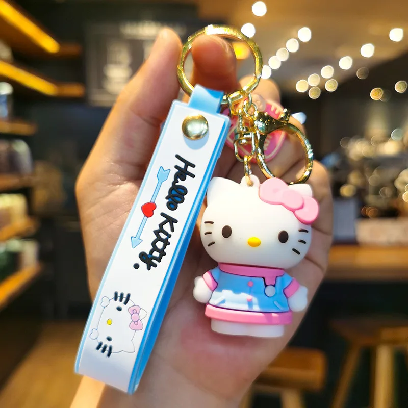 Sanrio bonito olá kitty chaveiro kawaii dos desenhos animados boneca carro chaveiro saco pingente mochila ornamentos presentes para amigos crianças