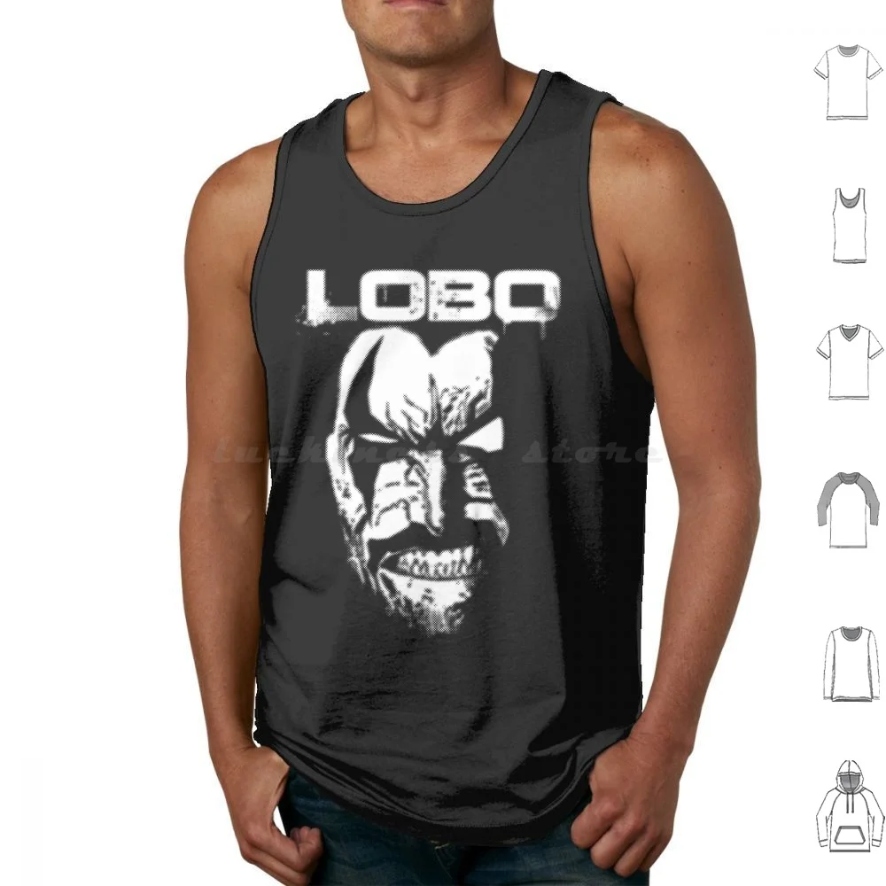 Lobo Halftone 2 Tank Tops Print Cotton Lobo Comics Hero Superhero Villain Supervillain