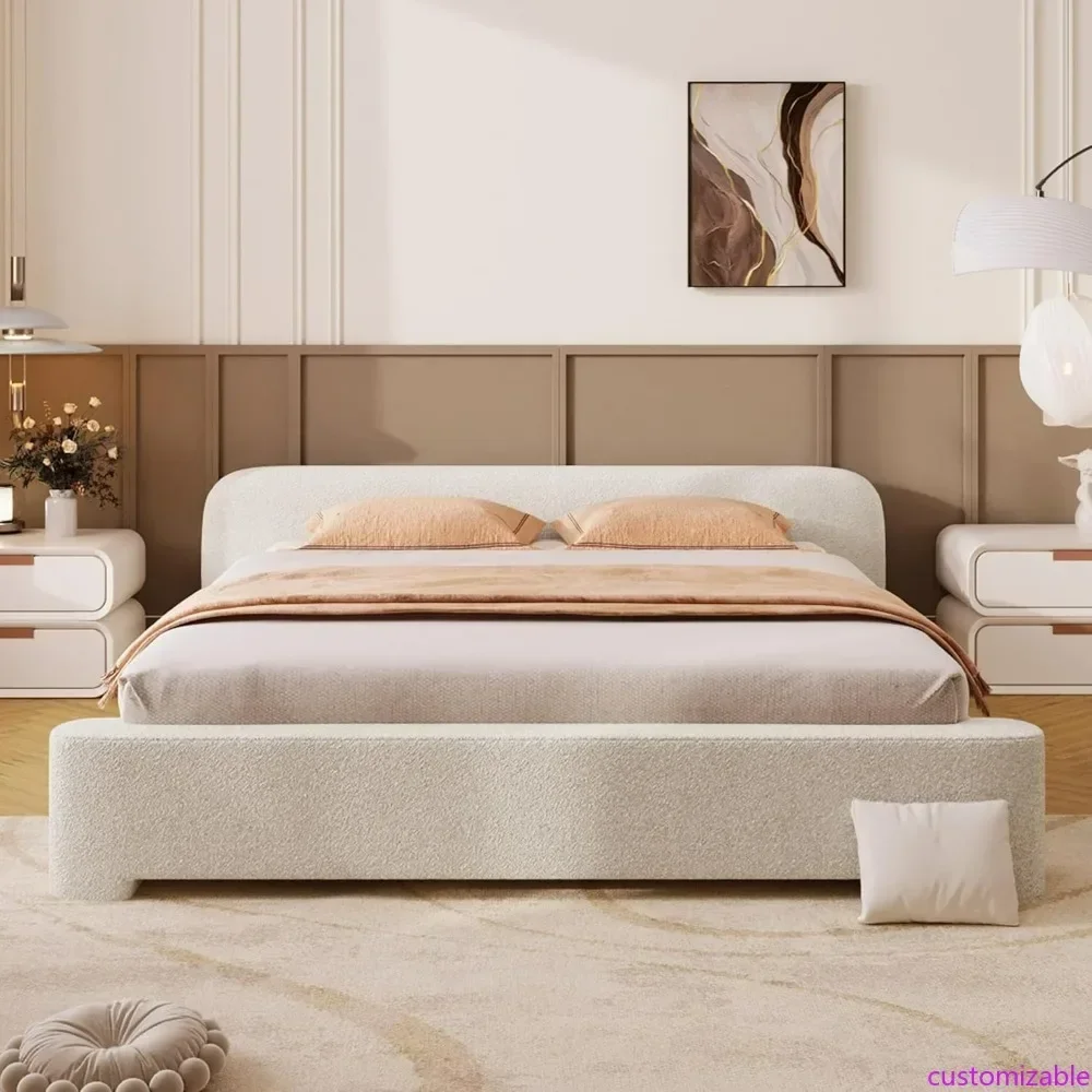 

Акция: Кровать Queen Size Sheffies с мягким изголовьем, основание-платформа из ткани букле, деревянный каркас