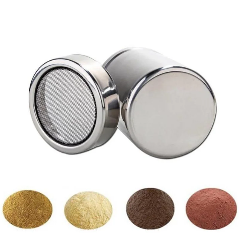 1pc Stainless Steel Chocolate Shaker Cocoa Flour Coffee Sifter Or 16Pcs Coffee Stencils Template Strew Pad Duster Spray Tools