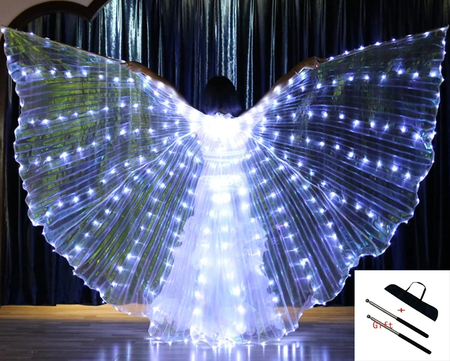 LED Butterfly Isis Wings para mulheres, trajes de dança do ventre, shows de carnaval Bellydance, desempenho fluorescente, borboleta