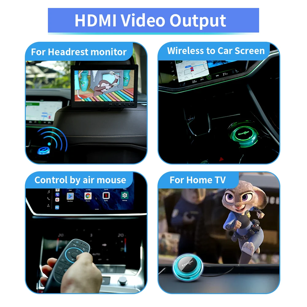 سيارة لاسلكية تشغيل أندرويد السيارات الوسائط المتعددة 5G صندوق ذكي Exploter 128G CarPlay Ai Box Android13 Applepie Rocket Q APP Player