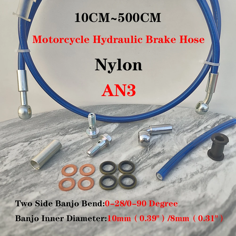 Blue Motorcycle Hydraulic Brake Line Oil Hose Pipe Stainless Steel Braided Cable for ATV Motocross Sport Bikes Street Bikes