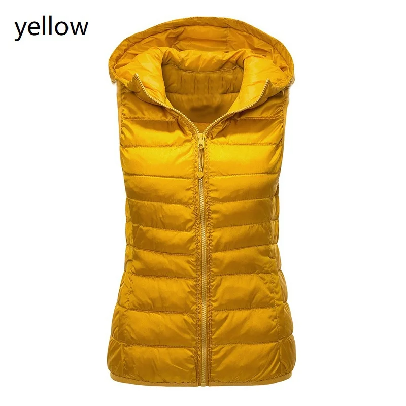 Women\'s Vest Super Light Down Vest Jacket Winter Round Neck Slim Sleeveless Jacket