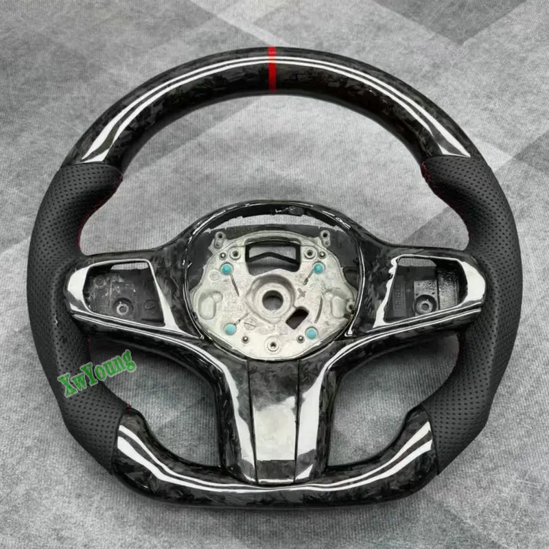 Customize 100% Real Forged/Gloss Carbon Fiber Car Steering Wheel For BMW 3 4 5 6 7 Series G-Car (With Paddle Shifter Holes)