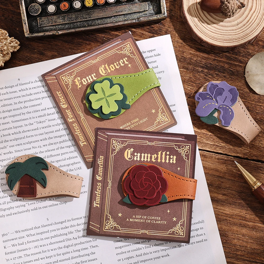 Marcapáginas magnético con borla de cuero, diseño Floral, Clip de página seguro para escritores, estudiantes, regalo de lectura para ratones de biblioteca, 1 ud.