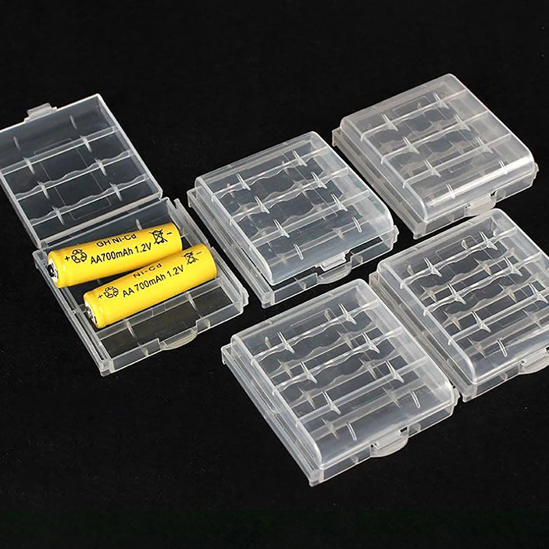 1PC 4 Slots AA AAA Battery Storage Box Hard Plastic Case Cover Holder Protecting Case With Clips For AA AAA Battery Storage Box