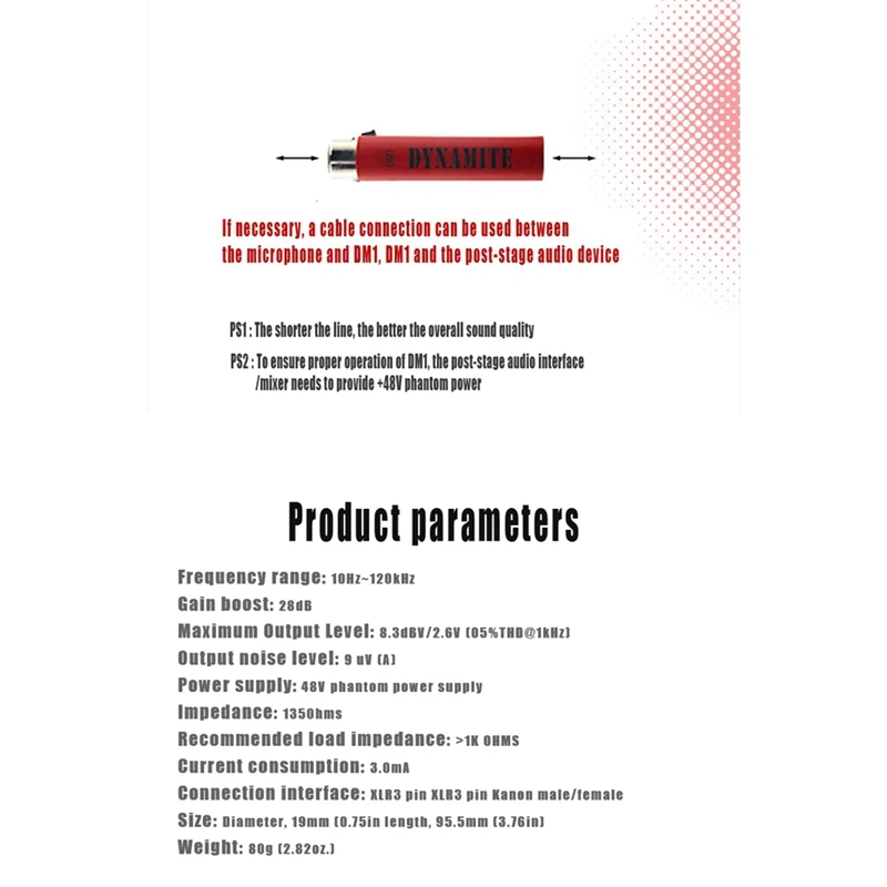 مضخم ميكروفون ديناميكي احترافي DM1 ديناميت نشط في الخط لميكروفون محمول باليد
