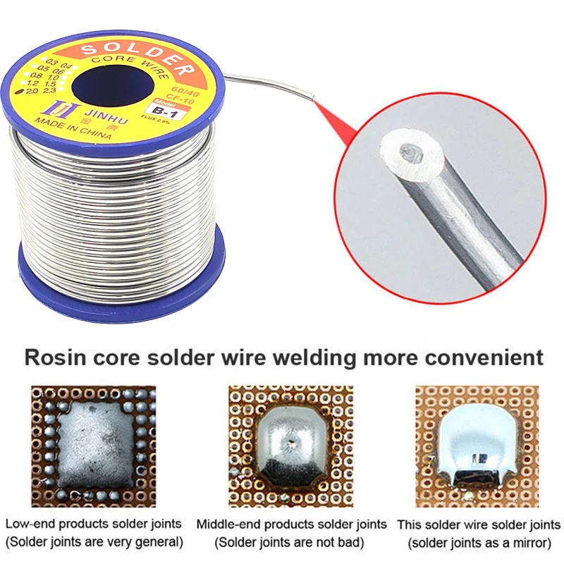 500G/100G/50G CF-10 Solder Wire Tin 0.5/0.6/0.8/1.0/1.2/1.5/2.0mm Roll Clean Rosin Welding Core Soldering Wire Flux Reel Tube