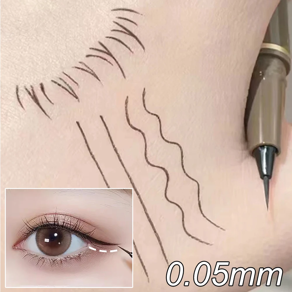 0,05 mm ultrafeiner flüssiger Eyeliner-Stift, wasserdicht, glatt, schnell trocknend, langlebig, Eyeliner, schwarzer unterer Wimpernstift, koreanisches Make-up