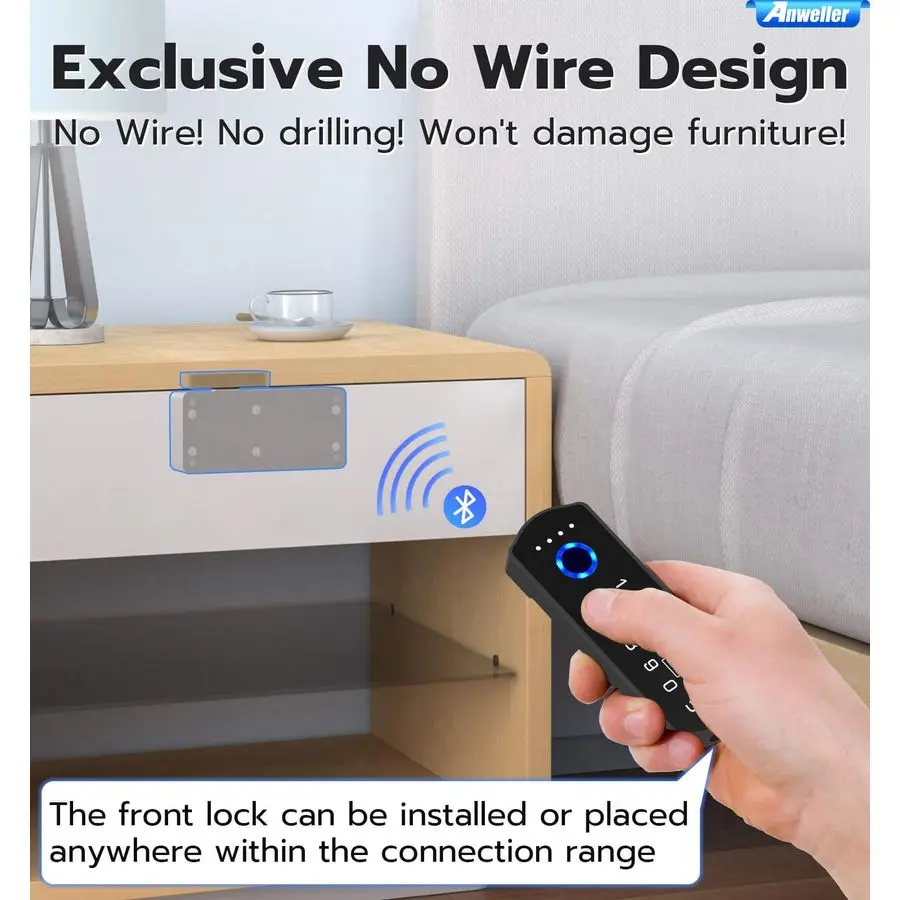 Baby Proofing Smart Cabinet Locks, Child Proof Fingerprint Drawer Locks, Hidden Adhesive Code Keypad RFID Bluetooth Keyless Lock