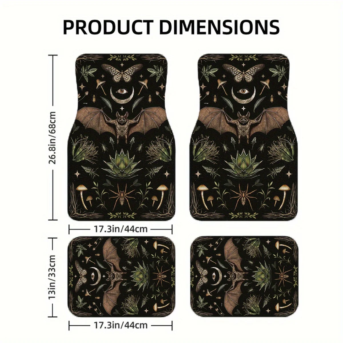 Universal Fit Cool Animal Creatures Pattern Car Mats - Polyester Fiber, Comfortable And Durable, Suitable For All Seasons, Inter