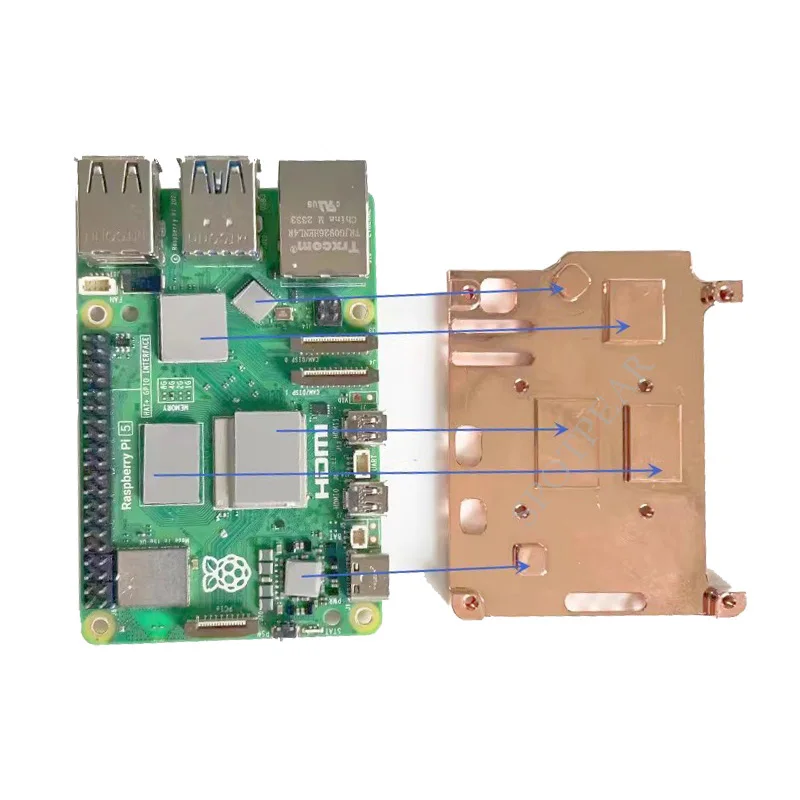 Raspberry Pi 5, Kühlkörper aus reinem Kupfer, Optionslüfter oder ohne Lüfter für Pi5