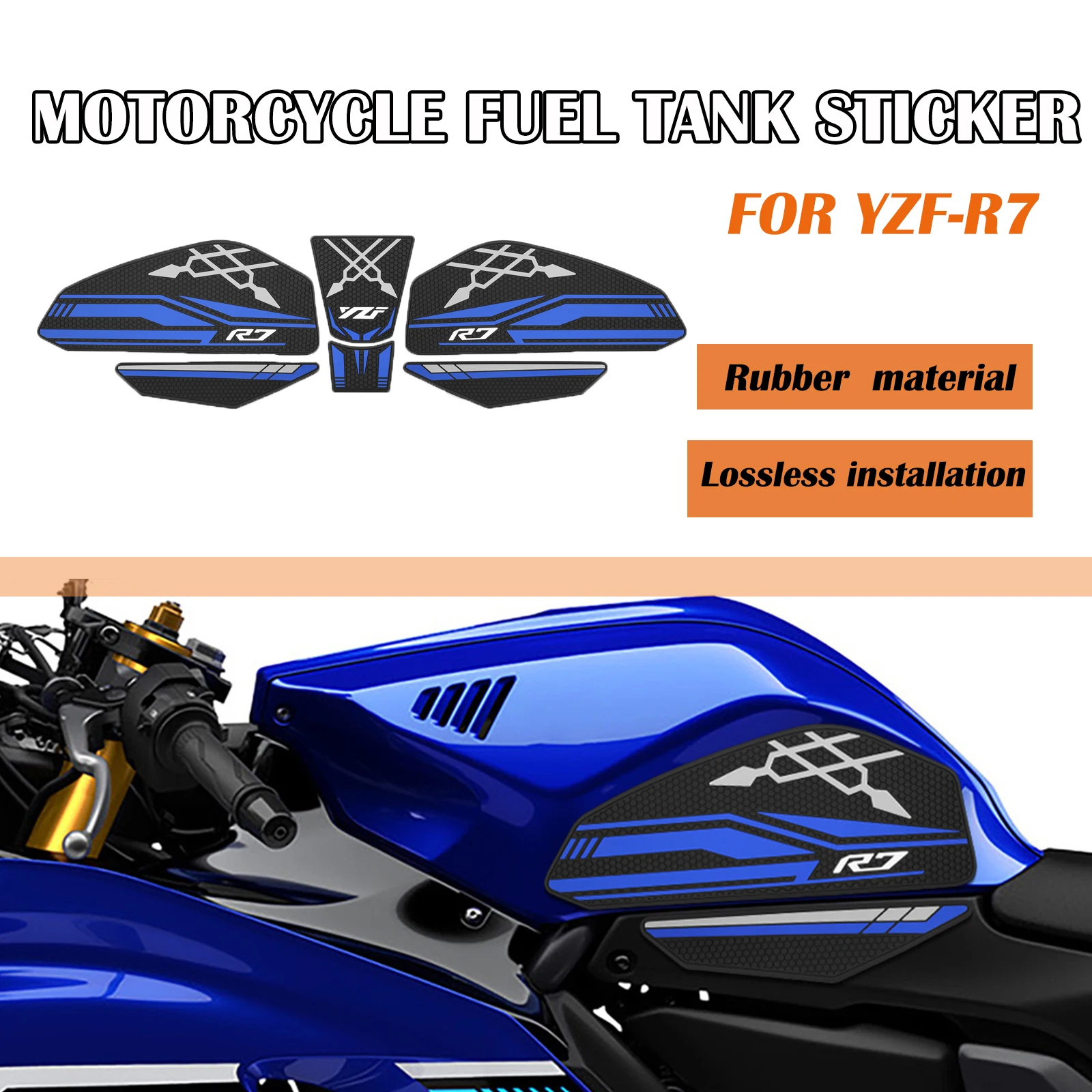 

For Yamaha YZF-R7 YZFR7 2021-2025 Motorcycle Fuel Tank Pads New Anti-slip Scratch-resistant Knee Sticker Grip Decal Protection