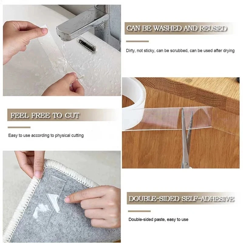 5M Home Appliance Waterproof Wall Stickers Home Improvement Resistant Tapes Ultra Strong Double Sided Adhesive Monster Tape