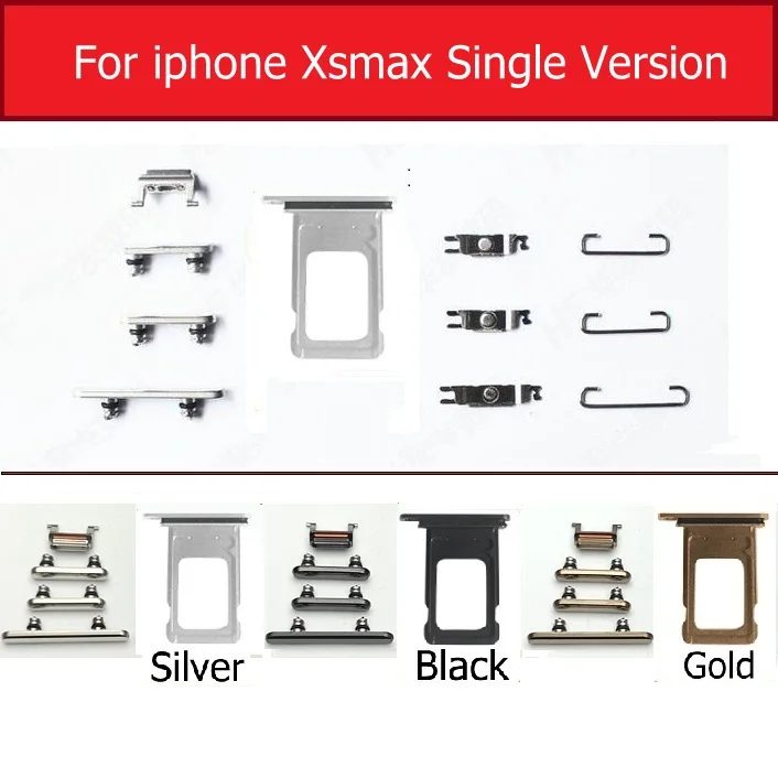 مجموعة كاملة من صينية بطاقة Sim لزر كتم الصوت والطاقة وحجم الصوت مع حلقة مقاومة للماء لهاتف iPhone 7 8 plus X XS MAX XR أجزاء حديد معدنية صغيرة #4