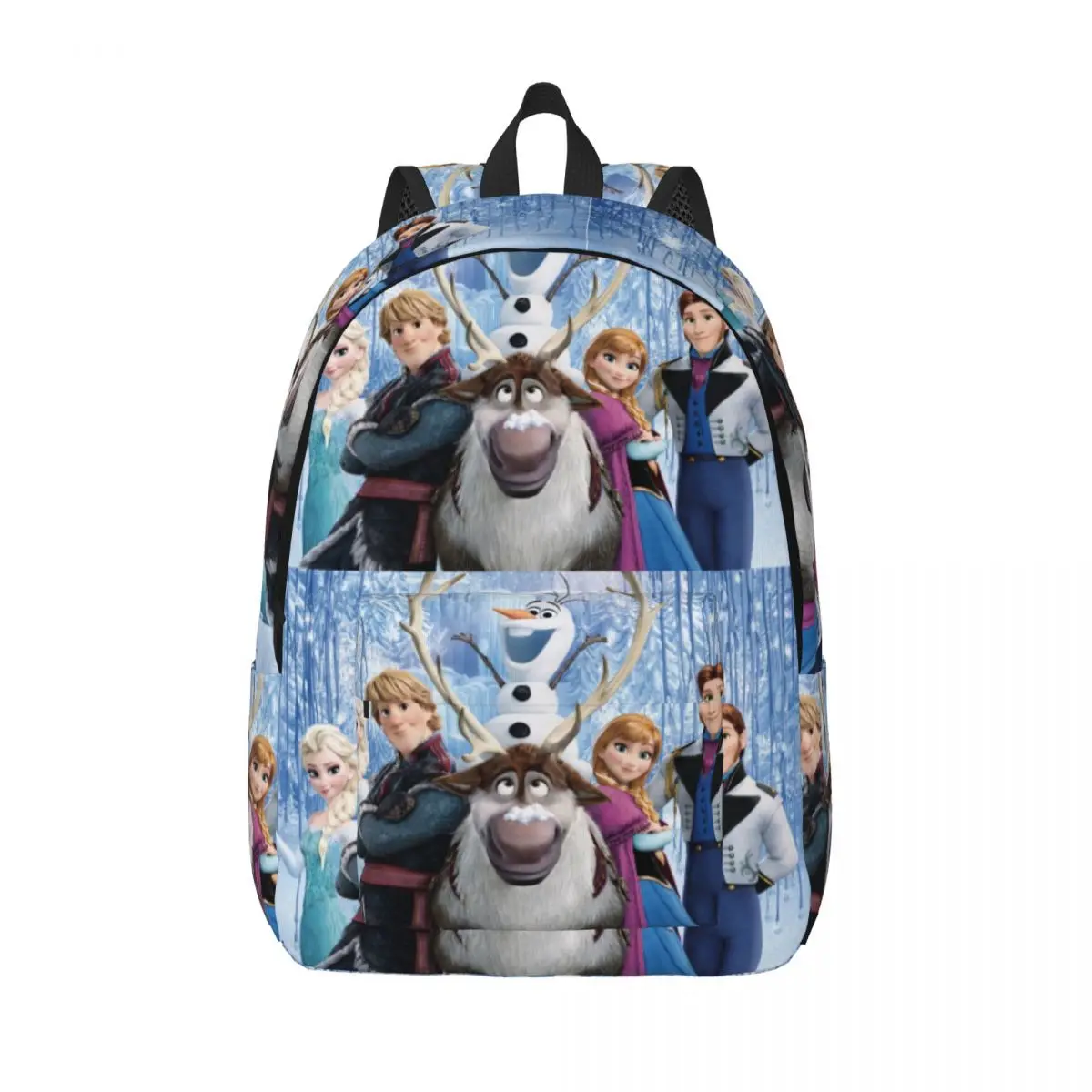 Custom Olaf Seve Kristoff Hans Wallpaper Canvas Backpacks for Men Women Water Resistant College School Frozen Bag Print Bookbag