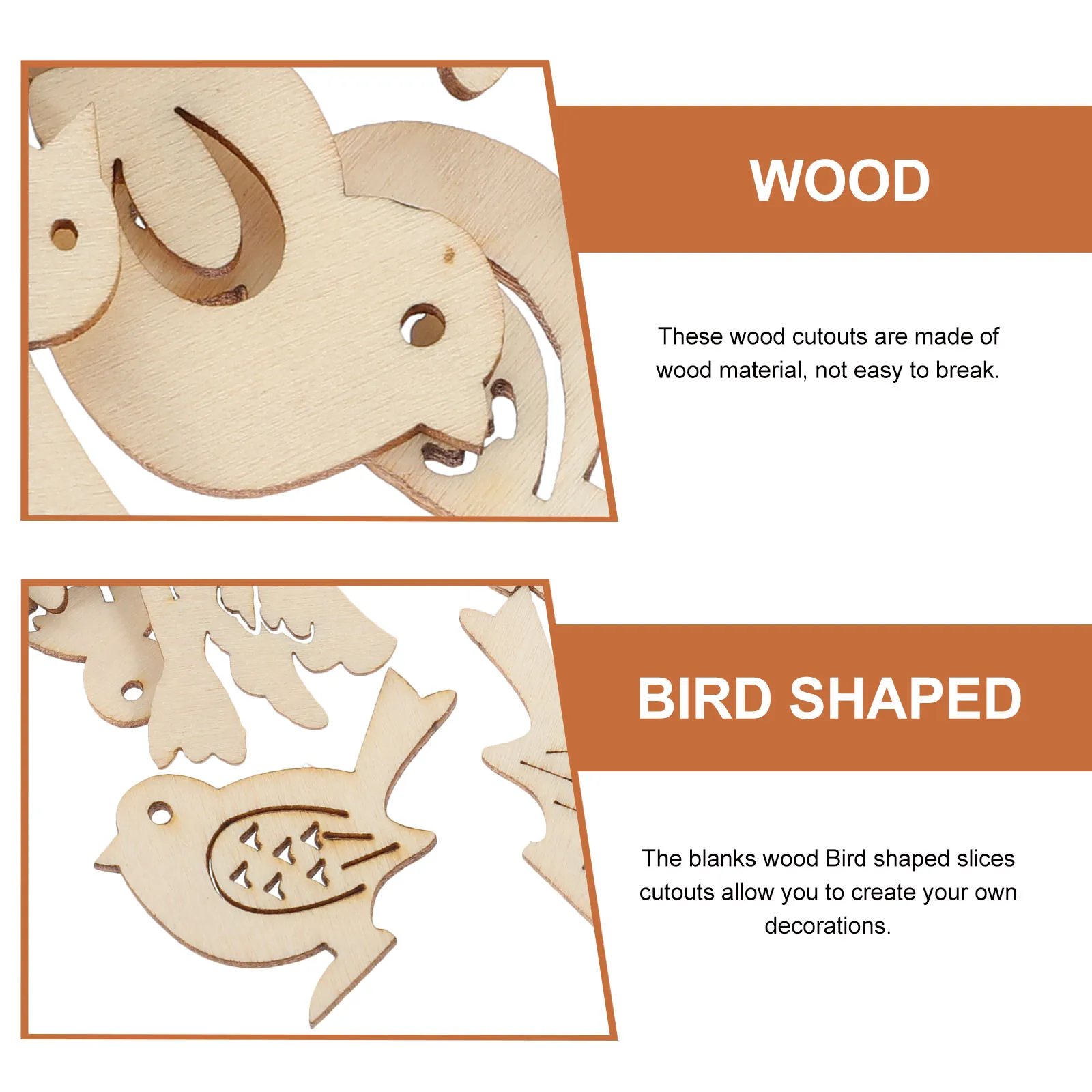 

50pcs Wooden Bird Craft Pendant Decor Fall Owl Cutouts Diy Handmade Home Party Decorations Wooden Chip Hanging Ornament