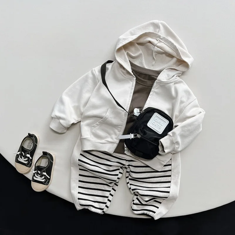 

Осенне-весенние свободные широкие детские брюки в корейском стиле, новые модные полосатые лоскутные детские повседневные брюки 2025