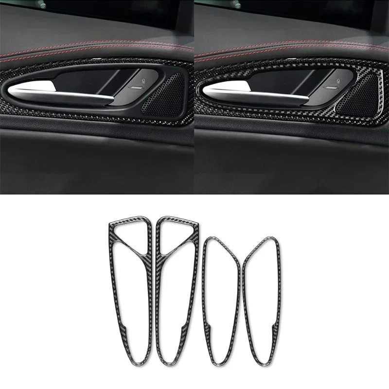 For Alfa Romeo Stelvio Dry Carbon Fiber 16-2022 Interior Door Handle Cover Trim Sticker Decal Moulding Modification Accessories