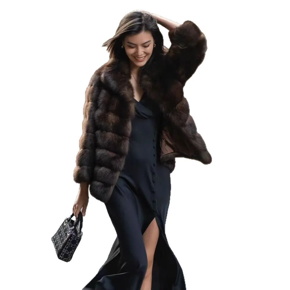 KIDCRKJ Winter Vrouwen Nepbont Vest Jas Korte Stand Kraag Mode Vrouwelijke Nertsen Bont Jas Dikke Thermische Vrouwelijke Eco Bontjas