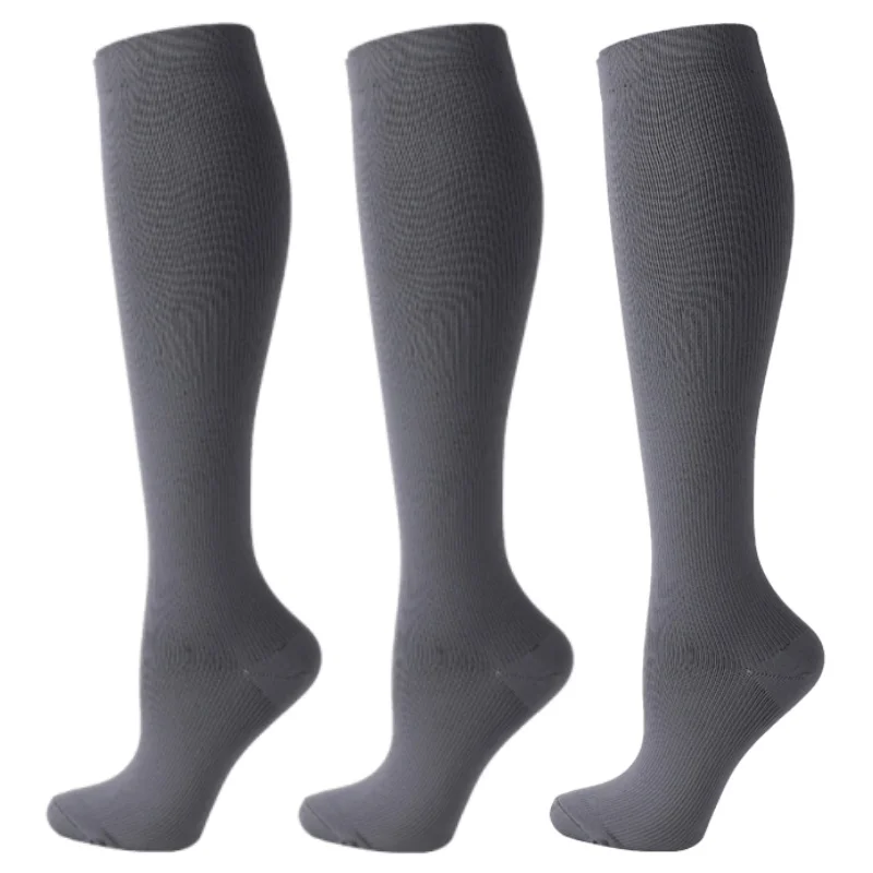 3 Pairs Compression Stocking Blood Circulation Promotion Slimming Compression Socks Anti-Fatigue Comfortable Solid Color Socks