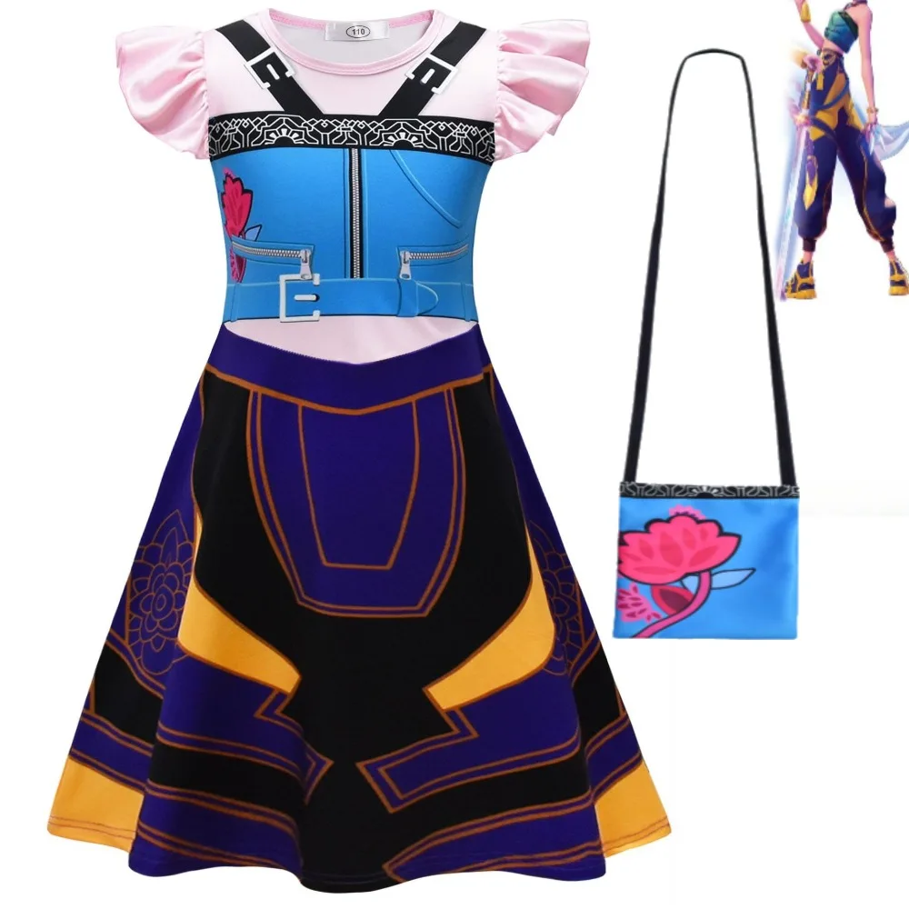 

Movie Children Zoey Mira Rumi Demon Hunters Cosplay Costume for Girl Halloween K-Pop Group Idol Role Play Flying Sleeve Dress