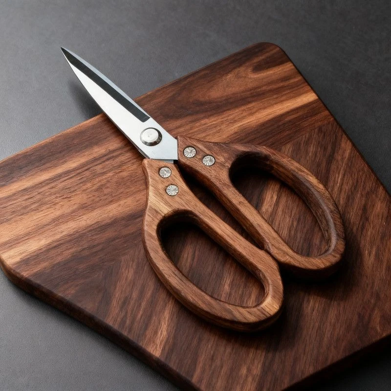 Environmentally Friendly Stainless Steel Multifunctional Household Kitchen Scissors, Powerful Boneless Wooden Scissors