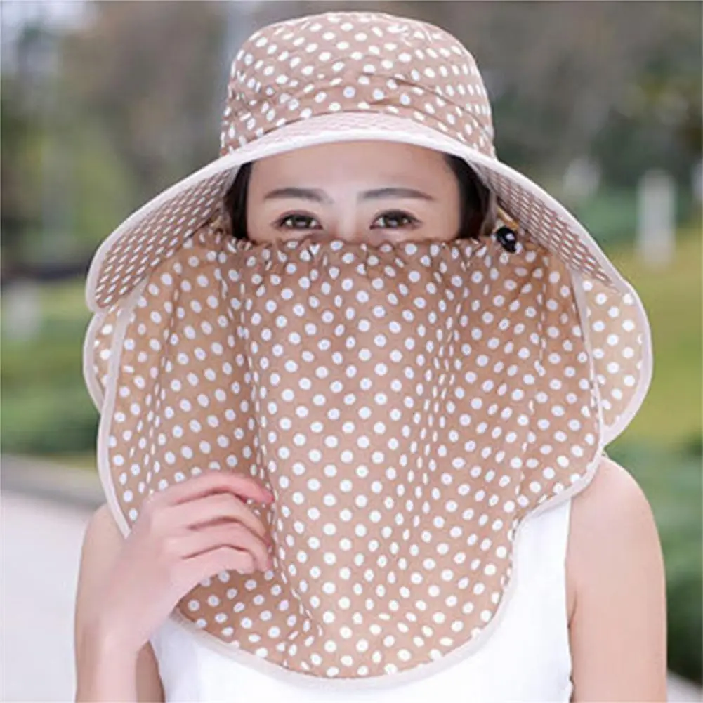 Fishing Caps Sunscreen Hat Anti-UV Windproof Outdoor Cycling Tea Picking Bucket Cap With Face Covering Shield