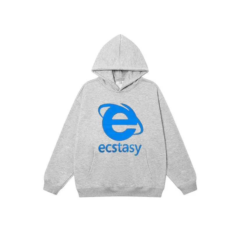 Streetwear Hoodie Ecstasy Letter Graphic Print Pullover Men Y2K style Oversized Harajuku Sweatshirt Hip Hop Hooded Clothes Women