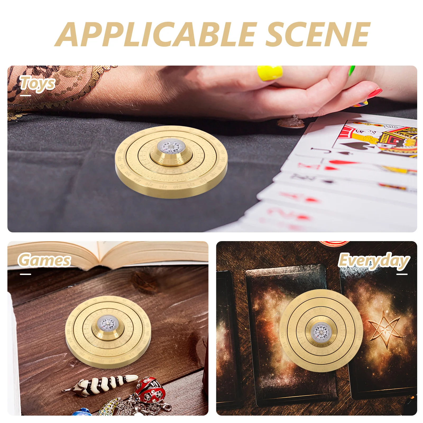 Fidget Toys Chinese Compass Copper Ornaments Spinning Tops for Kids Camping Backpacking Feng Shui