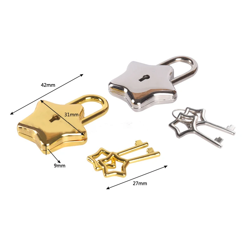 Mini Star Shape Archaize Padlocks Locker Security Key Lock With Key Luggage Lock For Travel Jewelry Box Diary Book Suitcase