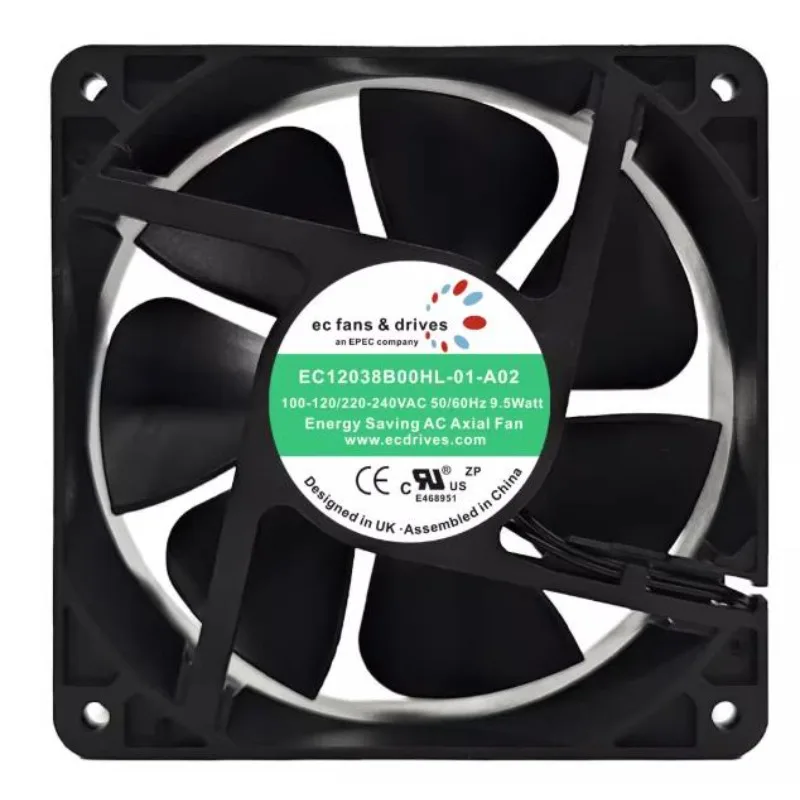 New Cooler Fan for EC12038B00HL-01-A02 12038 110-120VAC 9.5W 12CM Cooling Fan 120*120*38MM