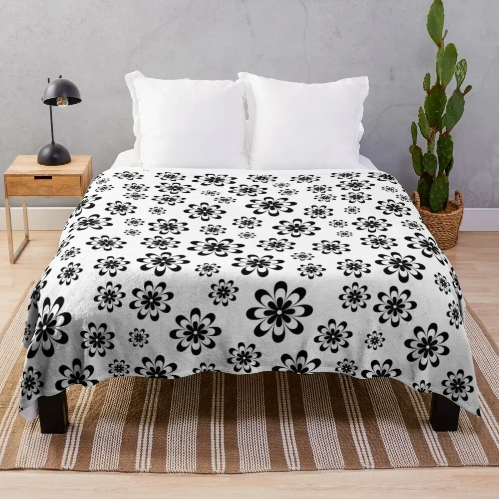 

Black and White Flowers Theme Throw Blanket Year Round Soft Comfortable Blanket for Home