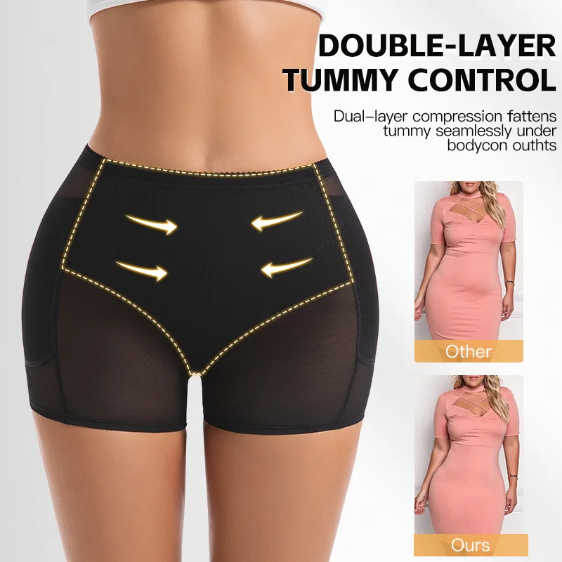 Summer Shapewear Women Padded Panties 4 Sponge Pads Butt Enhancer Shaper Shorts Mesh Fabric Tummy Control Slim Underwear Briefs image 6