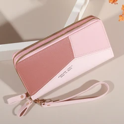 Lychee patterned Women's Wallet with Double Zipper, Large Capacity Multiple Card Slots, Phone Pouch, Casual PU Leather Clutch Ba