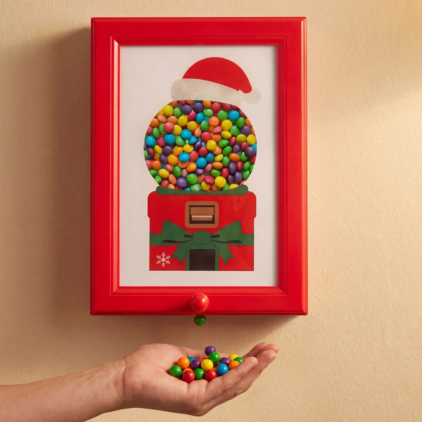 2-in-1 Handy Candy Dispenser Picture Frame Creative Wall Mounted Candy Art Dispenser for Candies Nuts Dog & Cat Treats