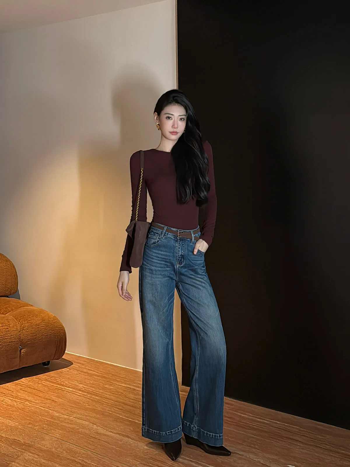 

Джинсы с высокой талией и прямыми штанинами в стиле ретро для женщин: модные, для повседневной носки, с ощущением роскоши, длинные брюки, премиум-качество