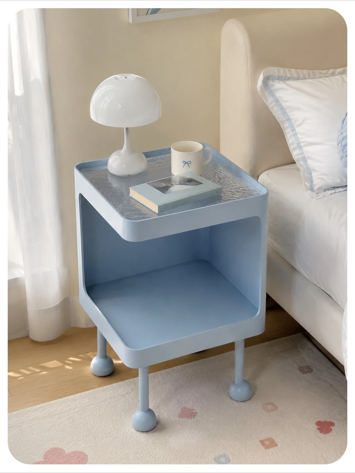Home Furniture Iron Bedside Tables Blue Dopamine Small Side Tables Bedroom Nightstand Creative Multi-layer Storage Cabinet Gifts