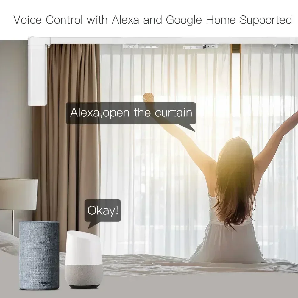 MOES WiFi/ZigBee Electric Curtain Motor Tuya Smart Customized Motorized Splicing Curtain Track With RF Remote Alexa Google Voice