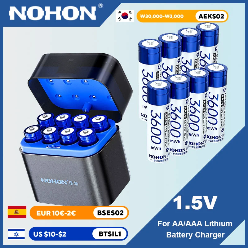 

NOHON перезаряжаемые батареи AAA, оригинальная батарея 3600 МВтч, высокая емкость 1,5 В для детского пульта дистанционного управления, электрические игрушки, батарея