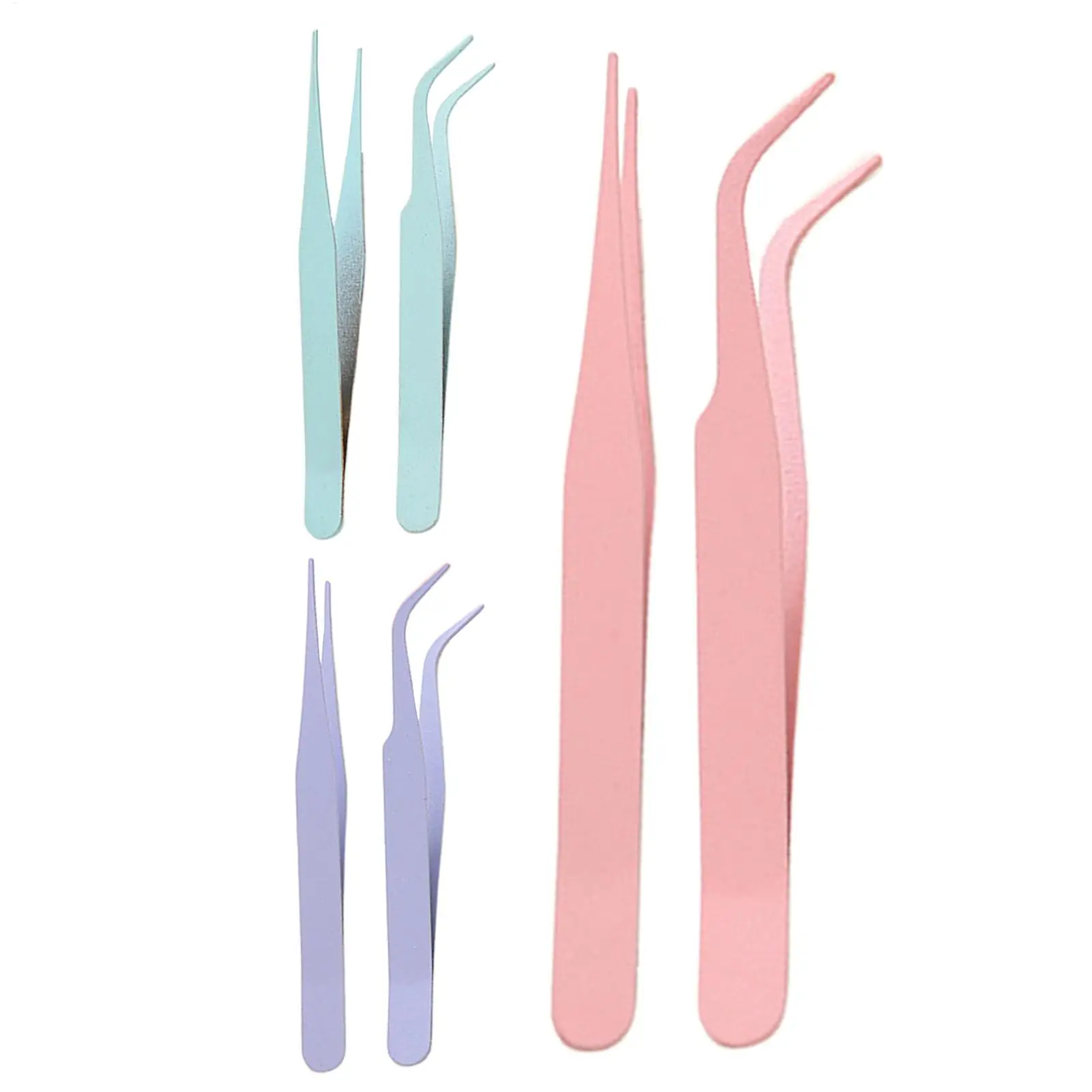 

2Pcs/set Scrapbook Tweezers Stainless Steel DIY Crafting Lashes Stickers Colorful Straight and Curved Tips Eyelash Tweezers