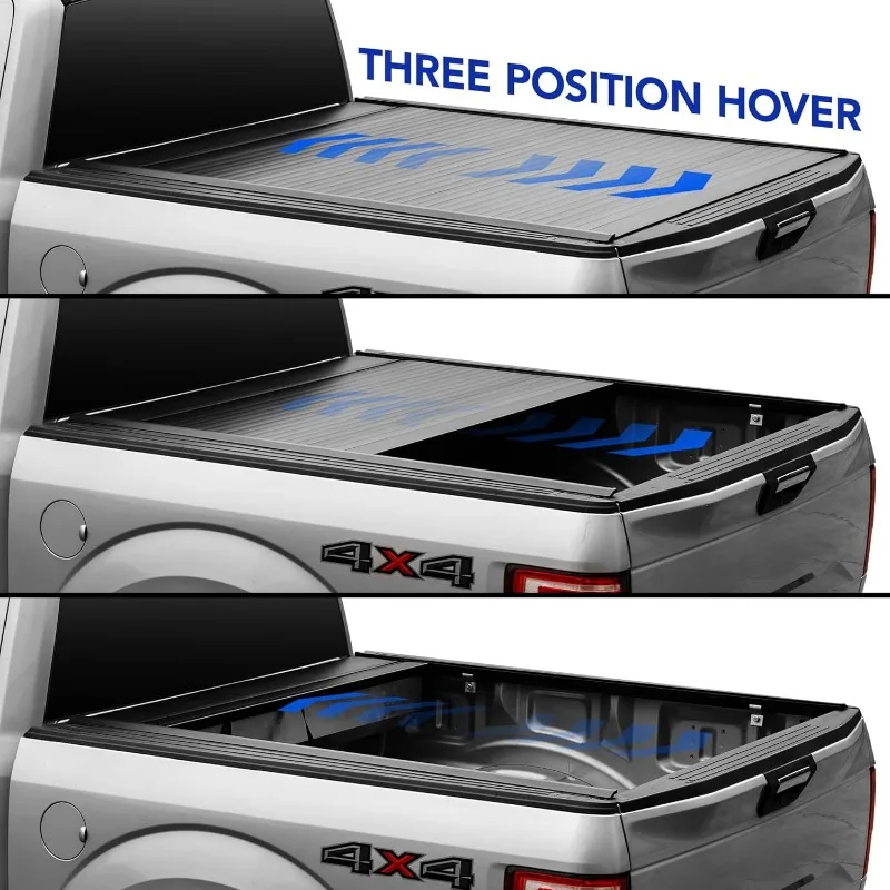 غطاء تونيو لسرير الشاحنة الصلبة القابل للسحب يناسب 2022-2025 سرير تندرا 5'6 بوصة، مع مسار، لوحة ألومنيوم مقاومة للماء،