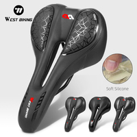 WEST BIKING Bike Saddle MTB Mountain Road Bike Seat PU Leather Gel Filled Cycling Cushion Comfortable Shockproof Bicycle Saddle
