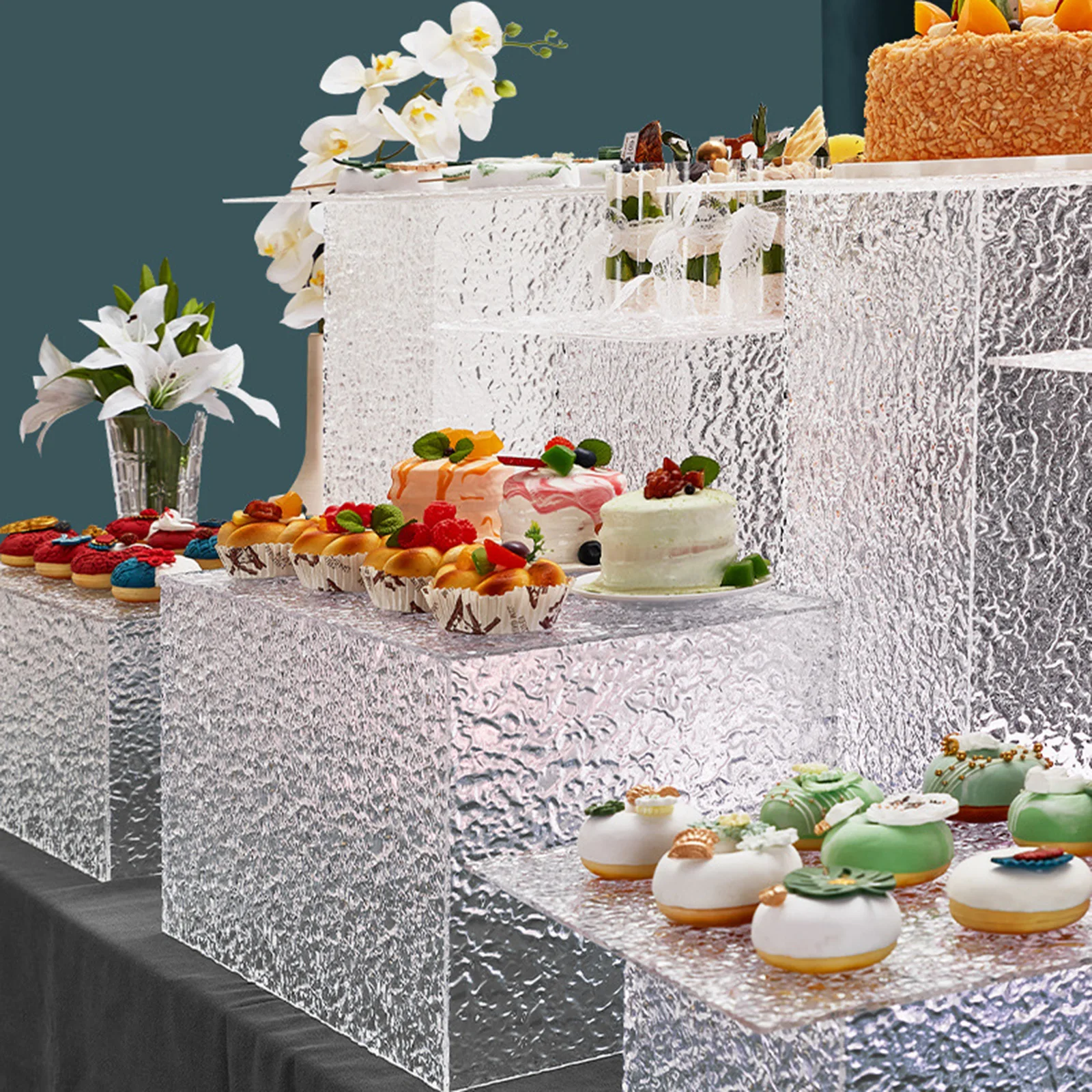 

Acrylic Riser Display Stand Cube Display Nesting Buffet Riser Cake Shop Display Stand for Food Buffet Table Small Easels Cake