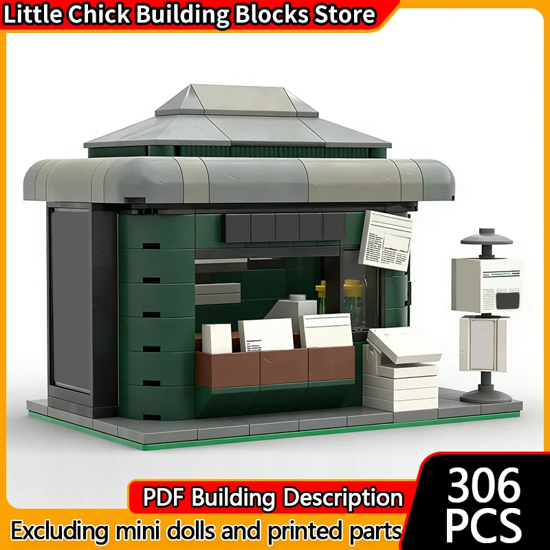 City Street View Model MOC Building Bricks Roadside Newsstand Modular Technology Children Holiday Gifts Assemble Toys Suit