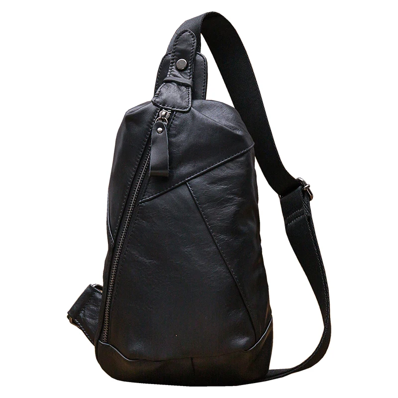 Korean Style Genuine Leather Chest Bag Men Fashionable Cross body Sling Bag Outdoor Sport Shoulder Bag Daily Easy Carrying Pack