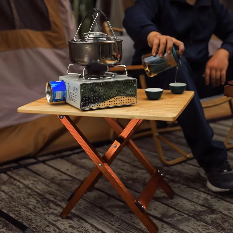 屋外アルミ合金折りたたみテーブル折りたたみ式バーベキューテーブルレジャー竹板テーブルポータブル木目ピクニックテーブル